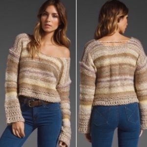Free People Bell Sleeved Crop Sweater